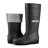 NINGO Men's Steel Toe Rain Boots, Waterproof Rubber...