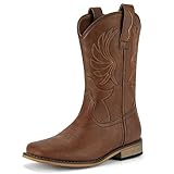 Rollda Kids Cowboy Boots for Boys Girls Western Square...