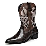 Western Cowboy Boots for Men, Snake Pattern Leather,...