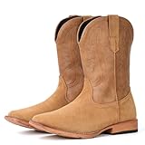 IUV Cowboy Boots for Men Suede Square Toe Western Boots...
