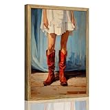 Framed Cowgirl Boots And Ruffled Dress Poster Canvas...