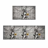 Funny Farm Animals Kitchen Rugs Set of 2, Vintage Barn...