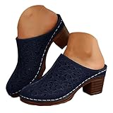 YAVSDN Women's Hollow Closed Toe Clogs Chunky Heels...