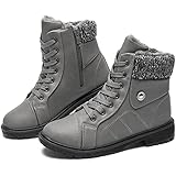 FRACORA Women's PU Leather Combat Boots Warm Fur Lined...