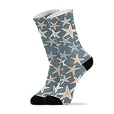 Ocean Starfish Blue Pattern Crew Socks for Women Men...