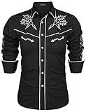COOFANDY Mens Western Cowboy Shirt Embroidered Denim...