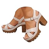ZSpzx Women Platforms Heeled Sandals Leather Ankle...