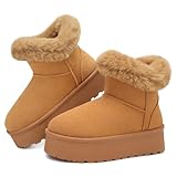 SHIBEVER Women's Snow Boots Winter: Suede Fur Lined...