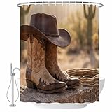 Chreistmosanty Cowboy Western Shower Curtains, Fabric...