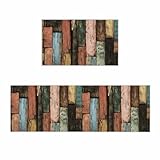 Teamery Kitchen Mats for Floor Farmhouse Rustic Wooden...