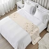 Beige Cow Skull Bed Runners for Cal King Size Bed,...