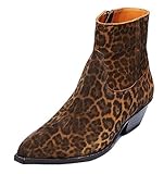 Santimon Men’s Handmade Leopard Suede Ankle Chelsea...