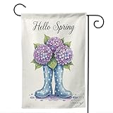 Spring Boots Hello Spring Garden Flag 12×18in Double...