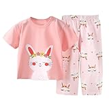 1-8 Girls Summer Cute Bunny Graphics Outfit 2-piece...
