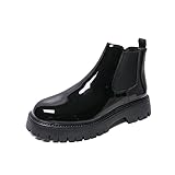Santimon Men's Chelsea Boots Glossy Leather Slip-On...