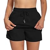 Women Tiered Yoga Shorts Drawstring Elastic Waist...