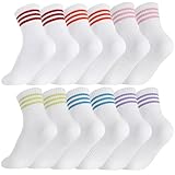 Jspupifip 6 Pairs Kids Girls Pink White Crew Athletic...