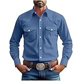 Western Cowboy Shirts for Men Pearl Snap Button Down...