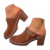 Mules for Women Closed Round Toe Slip On Suede Clogs...