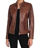 WECNOM Womens Leather Jacket - Red Leather Jackets for...