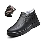 Yansagea Men's Leather Warm Fur Lined Slip On Snow...