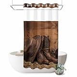 No Hook Shower Curtain, Vintage Western Cowboy Boots...