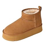 OOW Ankle Platform Boots for Women Genuine Suede Short...