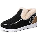 SWZEC Fleece Soft Ankle Boots (Black,10.5)