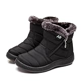 Black Snow Boots for Women men，Winter Wide Width...