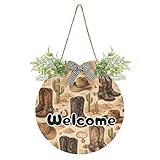 STAYTOP Cowboy Boots Western Desert Welcome Sign, Round...