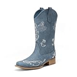 DREAM PAIRS Women's Square Toe Cowboy Cowgirl Boots...