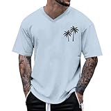 Men's Palm Tree Graphic Tees Oversized Cotton Drop...