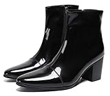 Santimon Mens Boots Casual Patent Leather Chelsea Dress...