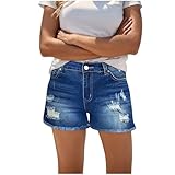 Womens Summer Shorts Jeans High Waisted Button Casual...