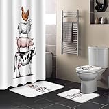 HeQiantmiw Farm Animals 4PCS Shower Curtains Set with...