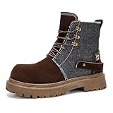 NENGMAON Men'S Denim Suede patchwork Motorcycle Boots...