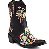 ForeMode Western Cowboy Boots Knee High Wide Calf...