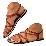 Women Flats Sandals Woven Rope Open Toe Slip On...