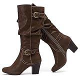 Ruiee Knee High Boots for Women Slouchy Chunky Heel...