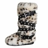 QMFUR Women's Furry Tall Boots Fuzzy Faux Fur Boots Y2k...
