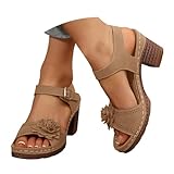 Women's Chunky Low Heel Sandals Summer Casual Open Toe...