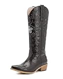 ZXHYZLZ Women’s Black Embroidered Cowgirl Boots –...