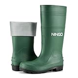 NINGO Men's Steel Toe Rain Boots, Waterproof Rubber...