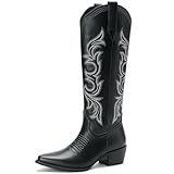 Cozivwaiy Black Cowgirl Boots for Women Pointed Toe...