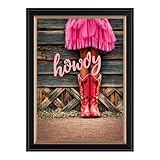 Framed Howdy Cowgirl Pink Boots Poster Canvas Print...