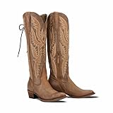 MissHeel Long Cowboy Boots for Women Brown Knee High...