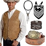 RIOSO Cowboy Outfit for Men Western Suede Leather Vest...