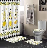 HeQiantmiw Lemons Gnome 4PCS Shower Curtains Set with...
