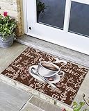 Welcome Doormat Country Coffee Bean Drink White Cup...