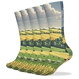 ERSTSNCK 5 Pack Crew Socks for Women Men Country Farm...